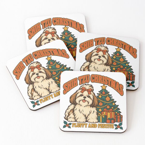 Item preview, Shih Tzu Christmas Gift - Fluffy And Festive designed and sold by RedRubyBubble.