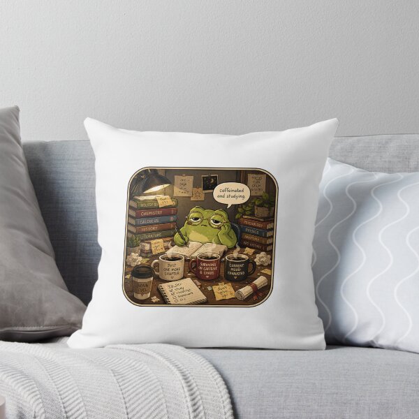 Item preview, College Gift - Caffeinated Frog Studying designed and sold by RedRubyBubble.
