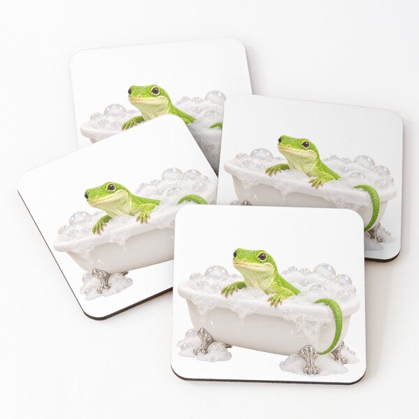 Item preview, Relaxed Green Anole Bathtub designed and sold by Sillytoe.