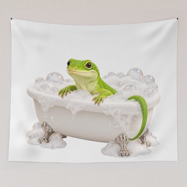 Item preview, Relaxed Green Anole Bathtub designed and sold by Sillytoe.