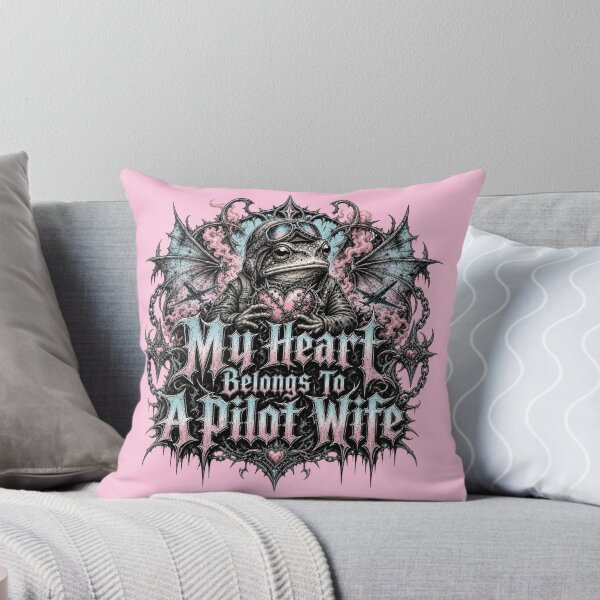 Item preview, My Heart Belongs To A Pilot Wife Gothic Frog Art | Dark Metal Bat Wings Aviator Spouse Gift designed and sold by illeN-Art-World.