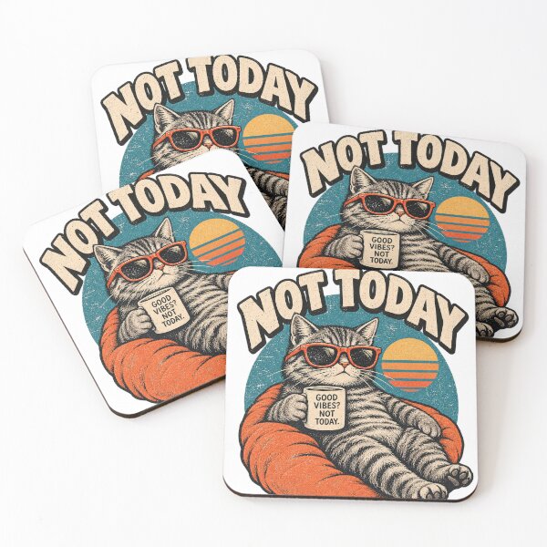 Item preview, Not Today Funny Cat With Sunglasses Retro Vintage Design designed and sold by Yaozee.