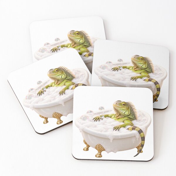 Item preview, Pampered Green Iguana Bathtub designed and sold by Sillytoe.