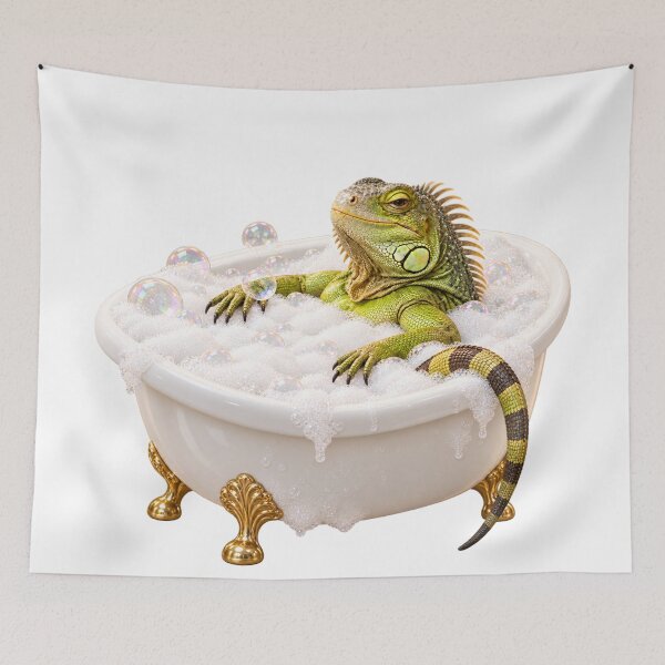 Item preview, Pampered Green Iguana Bathtub designed and sold by Sillytoe.