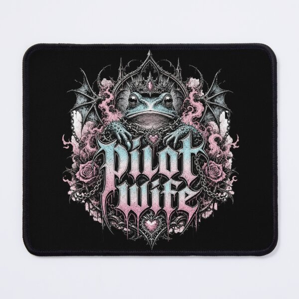 Item preview, Pilot Wife Pastel Goth Frog Art | Dark Metal Ornate Arch Bat Wings Aviator Spouse Gift designed and sold by illeN-Art-World.