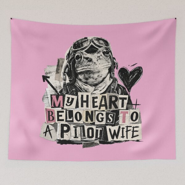 Item preview, My Heart Belongs To A Pilot Wife Vintage Zine Art | Grunge Aviator Toad Newspaper Collage Gift designed and sold by illeN-Art-World.