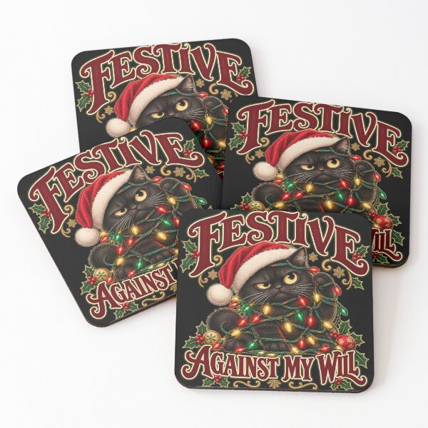 Item preview, Festive Against My Will Funny Christmas Cat designed and sold by Kate1art.