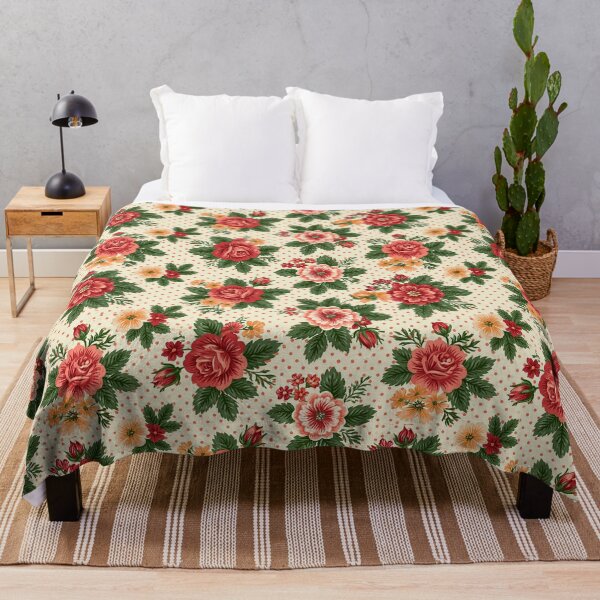 Item preview, Vintage Red Rose Bouquet on Polka Dot Canvas designed and sold by Piotrek0001.