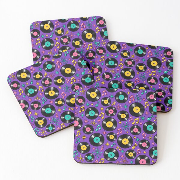 Item preview, Retro Vinyl Records and Musical Notes – Purple 50s 60s Pattern designed and sold by Britishdelights.