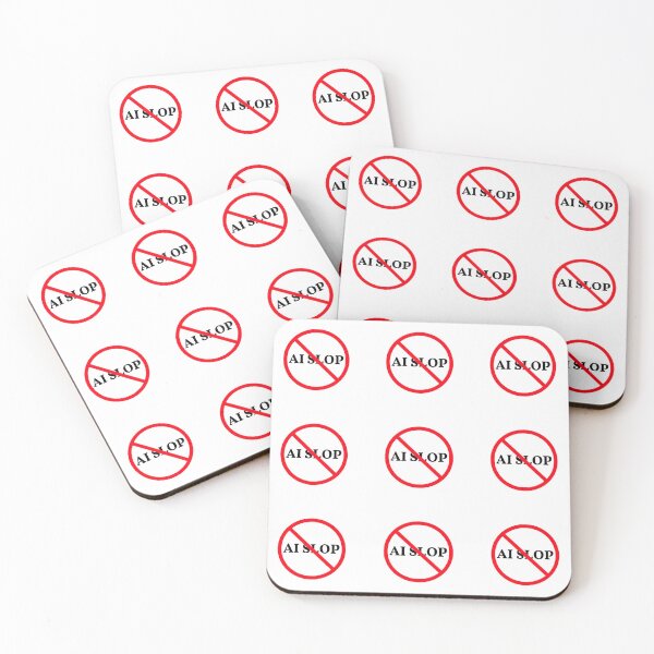 Item preview, AI Slop Crossed Out Anti Ai Label Sticker Pack/Sheet Size Small designed and sold by SlimyFish.
