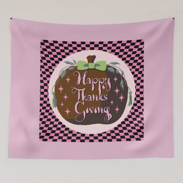 Item preview, Retro Festive Thanksgiving Pumpkin Art in Groovy Checkerboard designed and sold by cremedecolor.