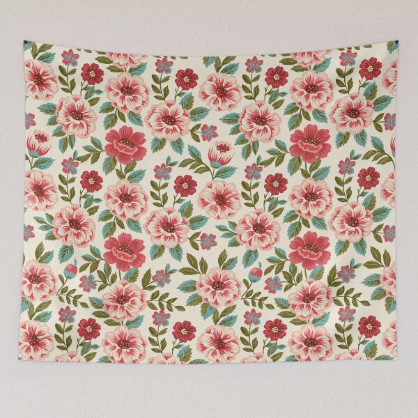 Item preview, Romantic Pink Garden Peonies on Cream Wallpaper designed and sold by Piotrek0001.