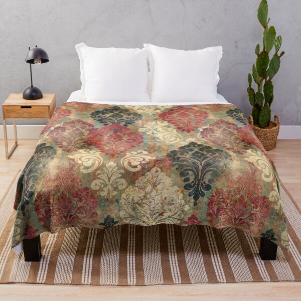 Item preview, Distressed Victorian Damask in Crimson and Teal designed and sold by Piotrek0001.