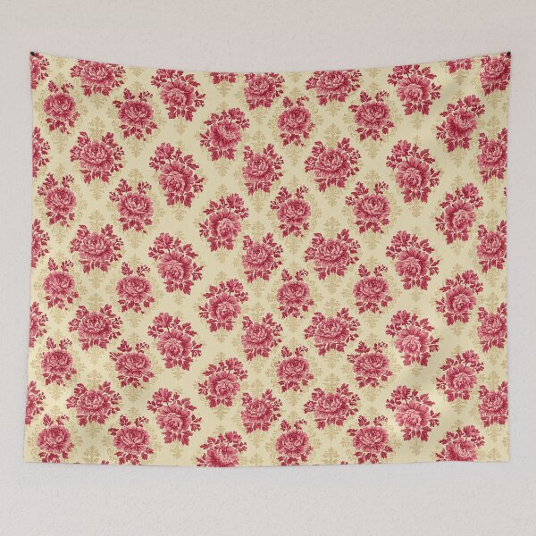 Item preview, Crimson Red Floral Brocade on Antique Cream designed and sold by Piotrek0001.