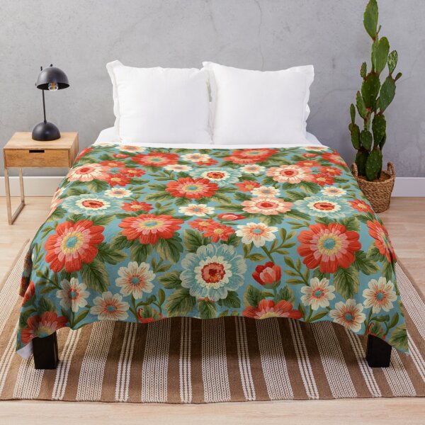 Item preview, Cheerful Orange and Red Daisies on Sky Blue designed and sold by Piotrek0001.