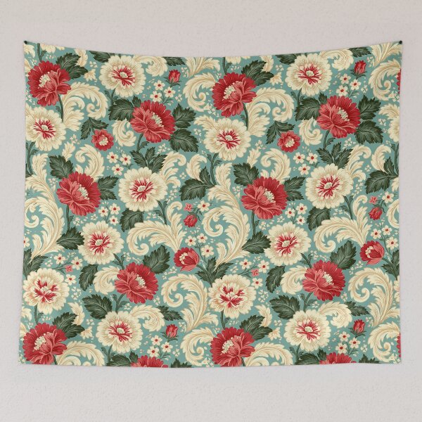 Item preview, Victorian Cabbage Roses with Cream Lace Scrolls designed and sold by Piotrek0001.