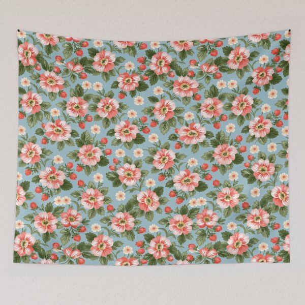 Item preview, Pastel Pink Roses and Forget-Me-Nots on Blue designed and sold by Piotrek0001.