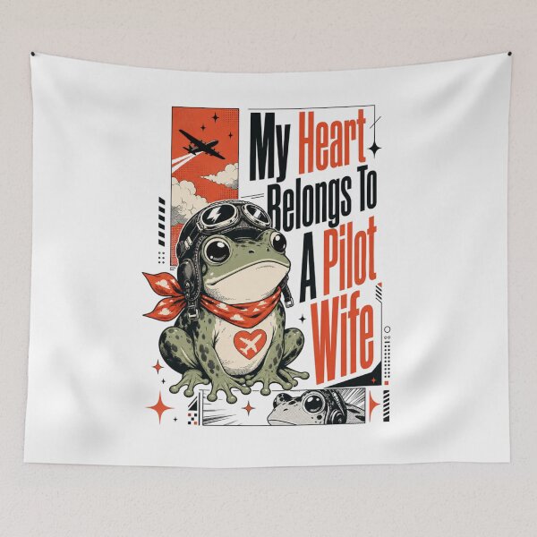 Item preview, My Heart Belongs To A Pilot Wife Anime Frog Art | Manga Red Scarf Aviator Husband Gift designed and sold by illeN-Art-World.