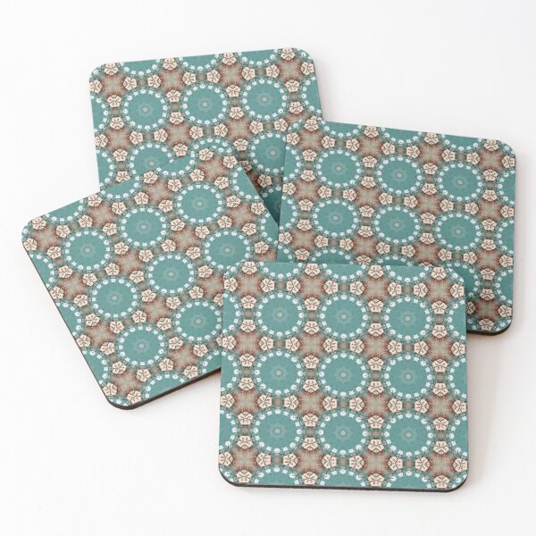 Item preview, Deep Teal Terracotta Blush White Stitched Octagonal Quatrefoil Tile Mosaic - Duvet Cover designed and sold by ArithraStudio.