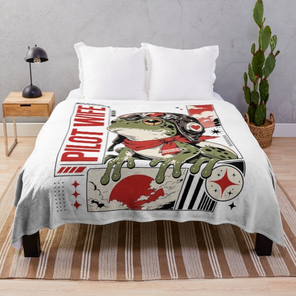 Item preview, Pilot Wife Anime Frog Graphic Poster Art | Retro Aviator Toad Red Scarf Manga Style Gift designed and sold by illeN-Art-World.