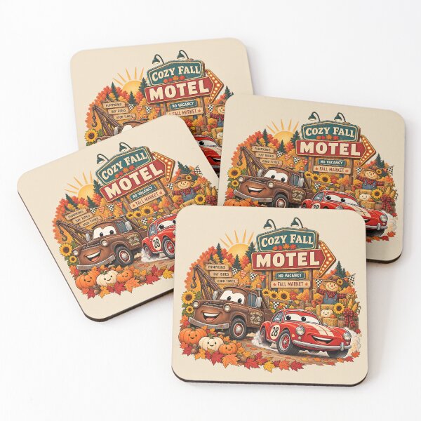 Item preview, Cozy Fall Motel Red Race Car Rusty Tow Truck Harvest Art designed and sold by lamiarte.