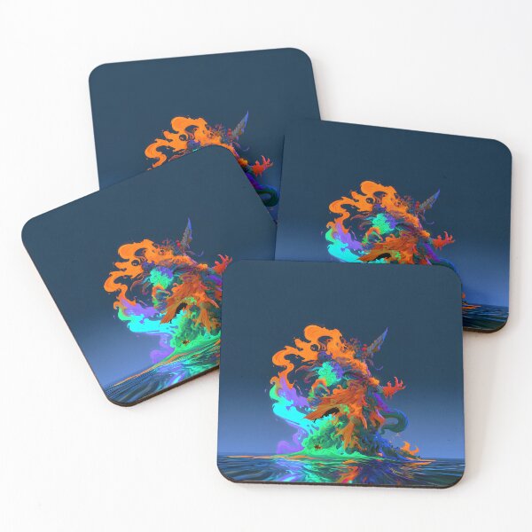 Item preview, Colorful Flaming Sea Monster Elemental Creature Art designed and sold by Lunat1kk.