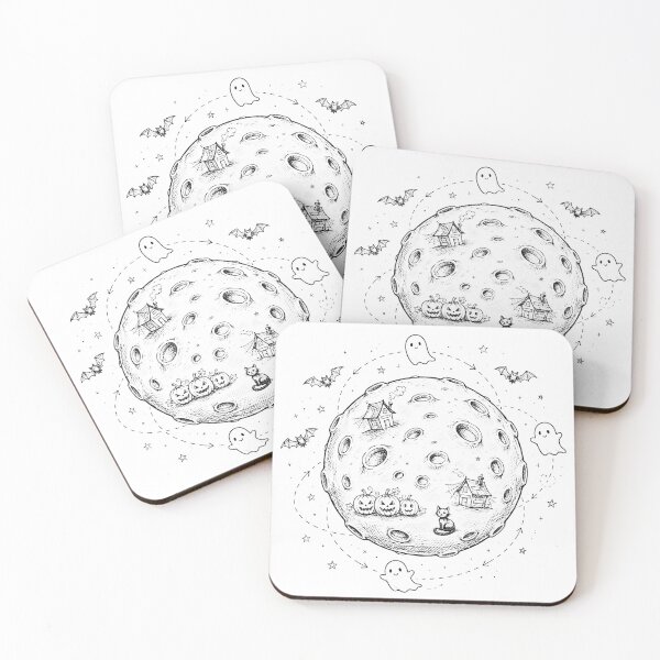 Item preview, Spooky Planet - Haunted Moon Village Hand Drawn Doodle designed and sold by PrettyCrypt.