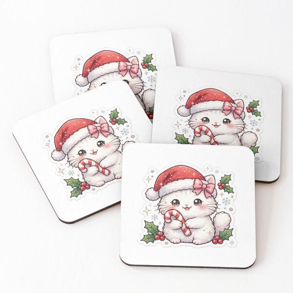 Item preview, Cute Glitter Christmas Cat Santa Hat Candy Cane designed and sold by Sofia art shop.