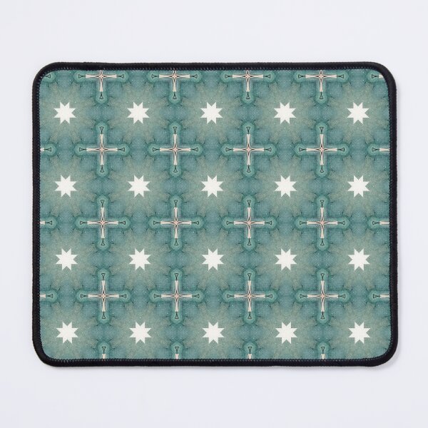 Item preview, Tranquil Sage Seafoam Ivory Eight Pointed Starburst Cross Octagonal Tile Mosaic - Duvet Cover designed and sold by ArithraStudio.