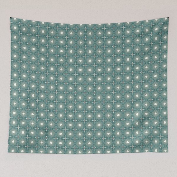 Item preview, Tranquil Sage Seafoam Ivory Eight Pointed Starburst Cross Octagonal Tile Mosaic - Duvet Cover designed and sold by ArithraStudio.