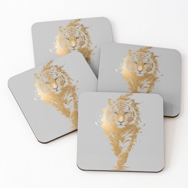 Item preview, Majestic Golden Tiger - Abstract Paint Splatter Silhouette designed and sold by AetherNovus.