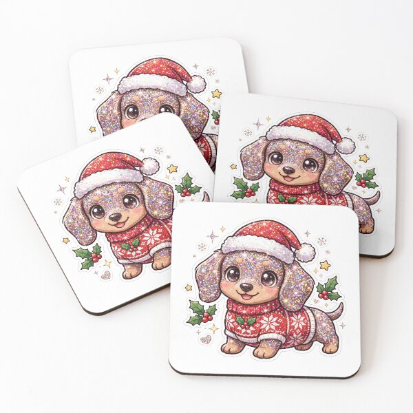 Item preview, Cute Glitter Dachshund Christmas Dog in Sweater designed and sold by Sofia art shop.