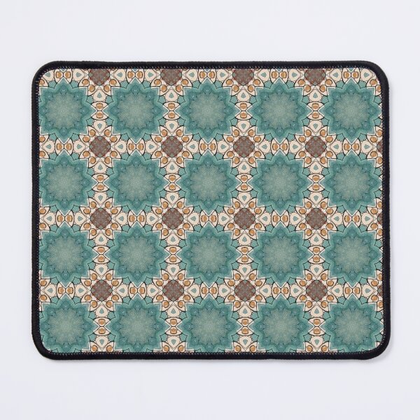 Item preview, Seafoam Teal Terracotta Ochre White Stitched Octagonal Quatrefoil Lattice Tile Mosaic - Duvet Cover designed and sold by ArithraStudio.