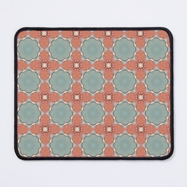 Item preview, Terracotta Coral Rust Seafoam Sage Octagonal Four Petal Flower Tile Mosaic - Duvet Cover designed and sold by ArithraStudio.