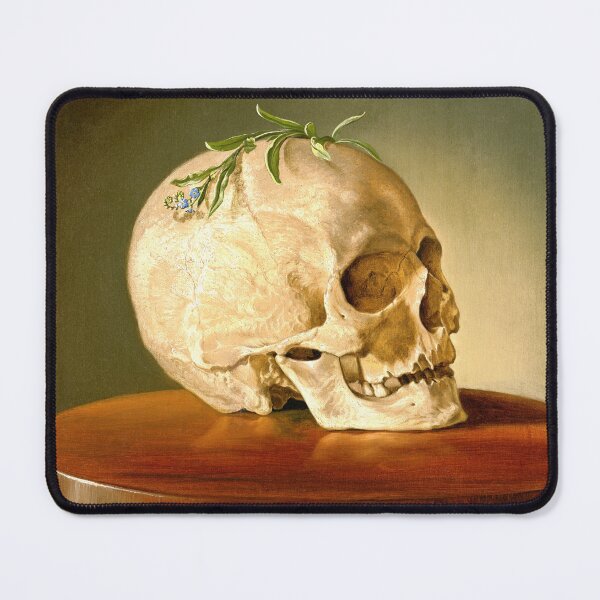 Item preview, Still life with a skull and a forget-me-not (1860) oil painting by František Klimkovič. designed and sold by AngyDesigns49.