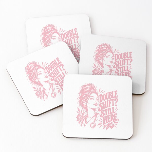 Item preview, Double Shift Still Here – Nurse Illustration Mug RN Gift Pink Floral Mono designed and sold by KiwyStudio.