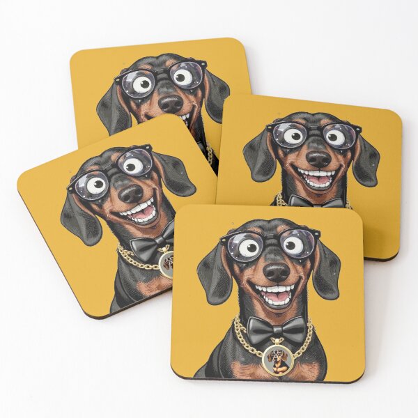 Item preview, Funny Dachshund Wearing Glasses Bowtie and Gold Chain | Doxie Art designed and sold by BLUESKY11a.