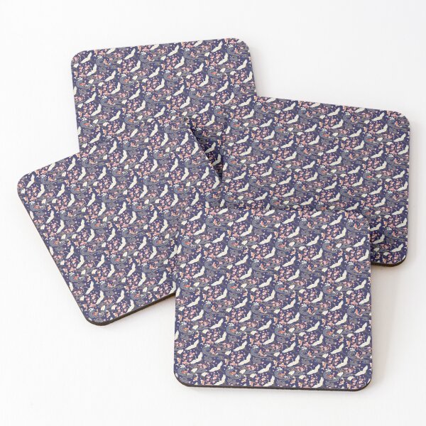 Item preview, Japanese Crane & Cherry Blossom - Vintage Indigo Botanical Seamless Pattern designed and sold by ArtfulAlchemy1.