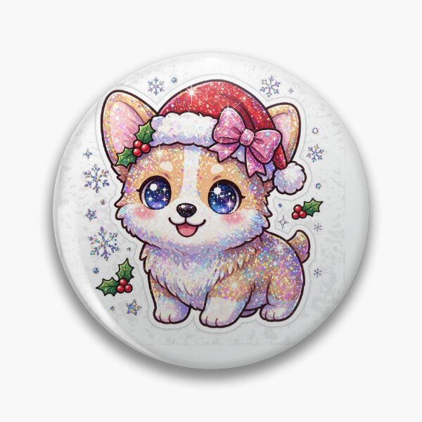 Item preview, Cute Glitter Corgi Christmas Puppy with Big Eyes designed and sold by Sofia art shop.