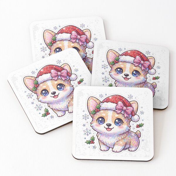 Item preview, Cute Glitter Corgi Christmas Puppy with Big Eyes designed and sold by Sofia art shop.
