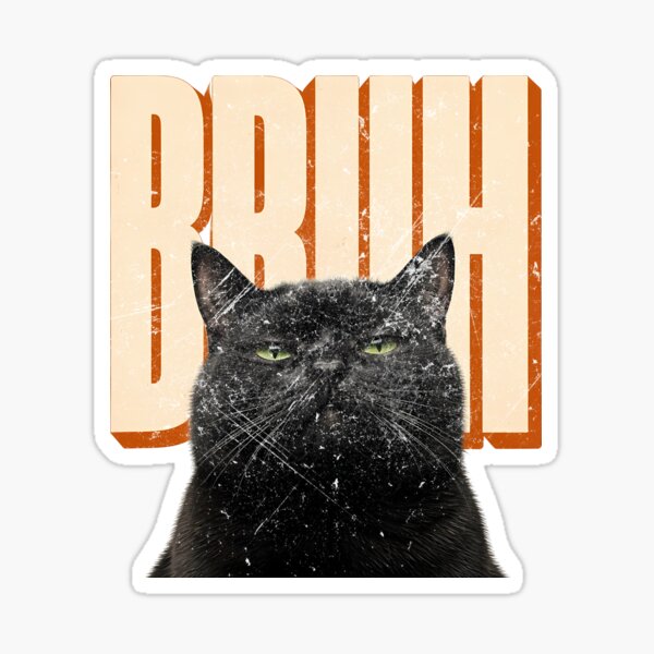 Item preview, Bruh Cat Funny Retro Black Cat Unamused Meme designed and sold by RoyesButler.