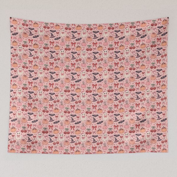 Item preview, Spooky Coquette Halloween - Pink Bows Cute Ghosts Seamless Pattern designed and sold by ArtfulAlchemy1.