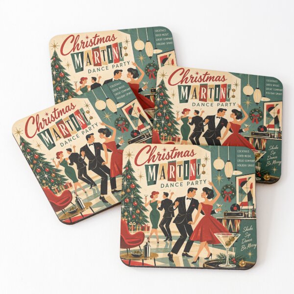 Item preview, Retro Futuristic Christmas Martini Dance Party designed and sold by Lee Hiller Designs.