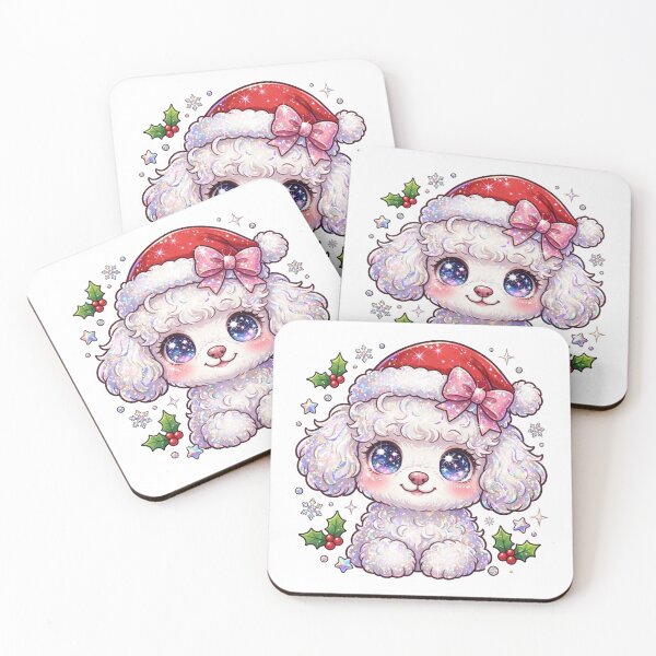Item preview, Cute Glitter Poodle Christmas Puppy White designed and sold by Sofia art shop.
