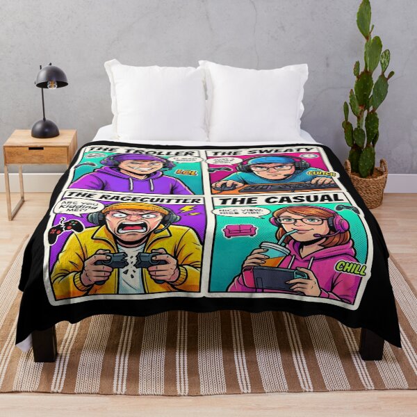 Item preview, Funny Types of Gamers Retro Pop Art Comic Grid designed and sold by PozivoPlus.