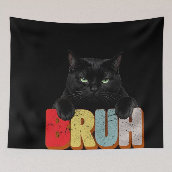 Item preview, Bruh Black Cat Funny 70s Retro Font Meme designed and sold by LiviuGligoros.