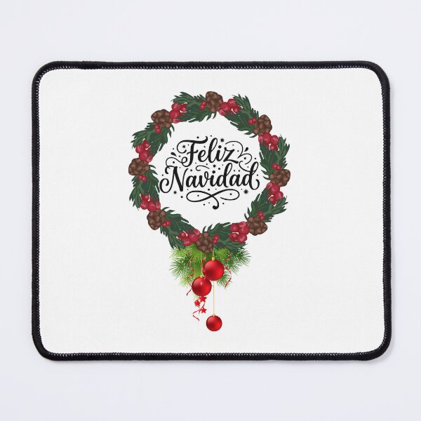 Item preview, Feliz Navidad - Elegant Spanish Christmas Wreath with Red Ornaments designed and sold by Sarah'sCreativeLab.