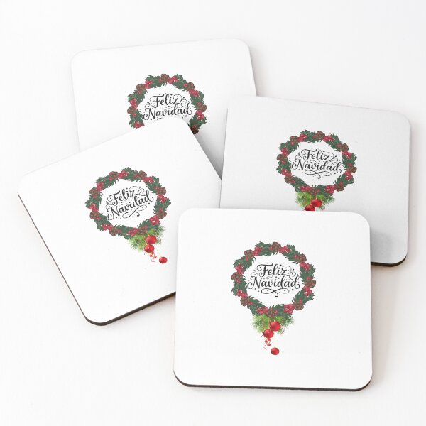 Item preview, Feliz Navidad - Elegant Spanish Christmas Wreath with Red Ornaments designed and sold by Sarah'sCreativeLab.