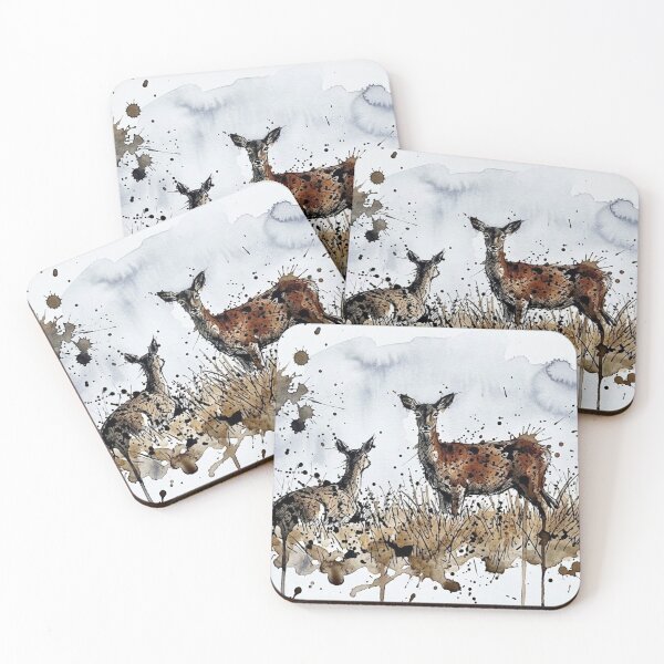Item preview, Red Deer and Fawn Watercolour Ink Art designed and sold by Astute-Artio-Photography.