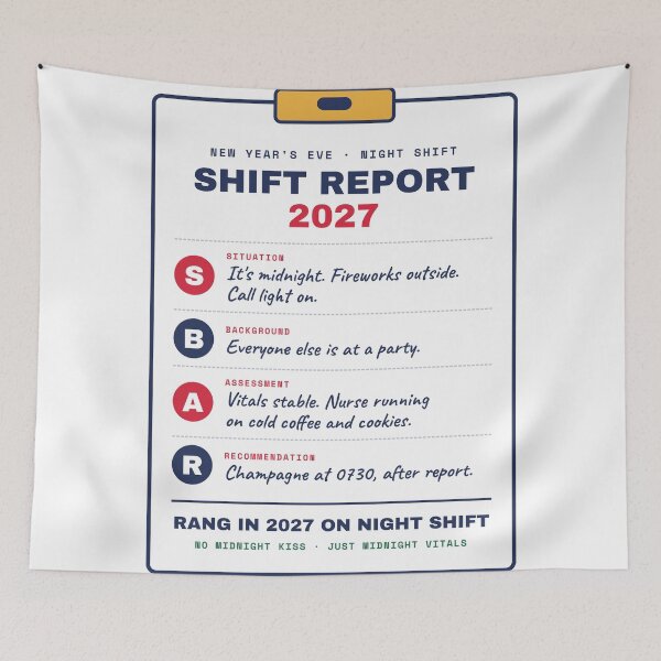 Item preview, Nurse New Years Eve 2027 SBAR Shift Report designed and sold by Inside Joke Studio.